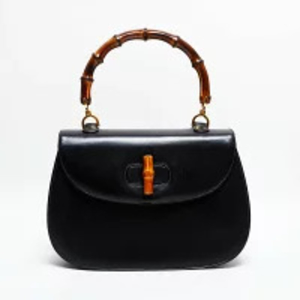 Gucci Handbag Leather Black Bamboo